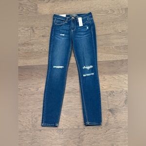 Francesca's Collections Dark Blue Distressed Skinny Jeans